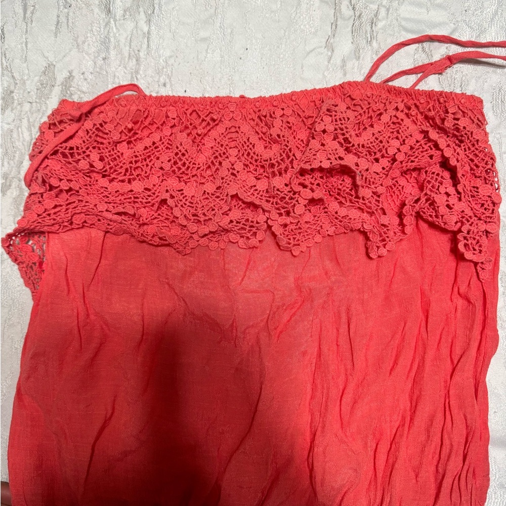 Orange Lace Tube Top